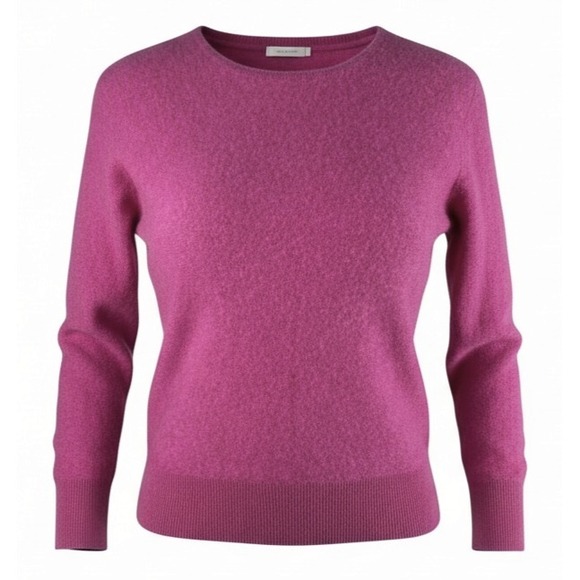 Tahari 100% 2-Ply Cashmere Women's Small Pink Long Sleeve Pullover Crew Sweater - Picture 1 of 14
